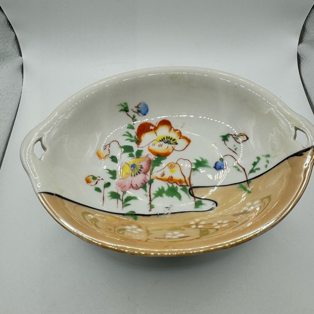 Vintage Japan Lusterware Poppy Floral Dish‎